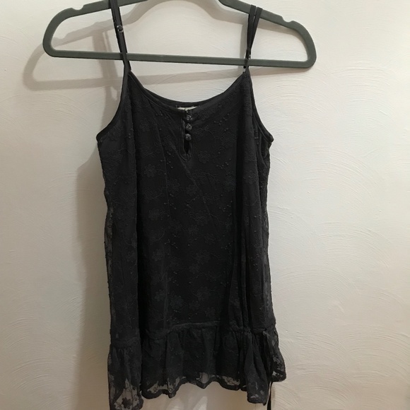 Forever 21 dark grey spaghetti strap lace top - Picture 1 of 5